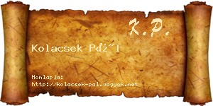 Kolacsek Pál névjegykártya